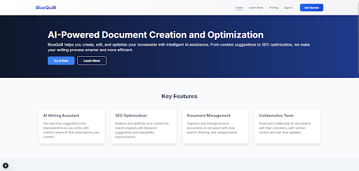 BlueQuill - Project by Levi Noppers showcasing Next.js, TypeScript, TailwindCSS, SupaBase, GO BlueQuill - Project by Levi Noppers showcasing Next.js, TypeScript, TailwindCSS, SupaBase, GO